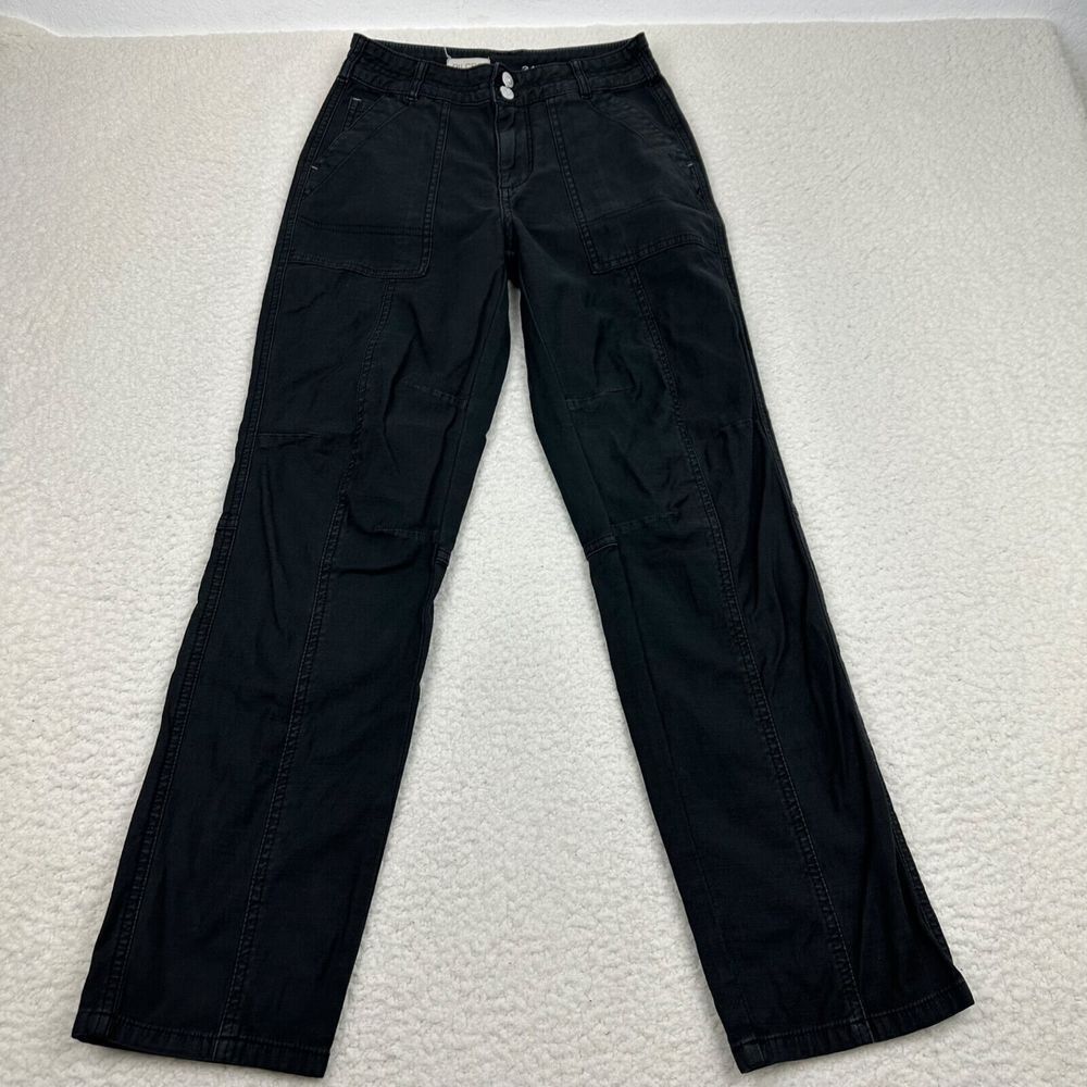 Pilcro Cargo‎ Pants Women's 24T (25X29) Black Utility Straight Mid Rise Anthro